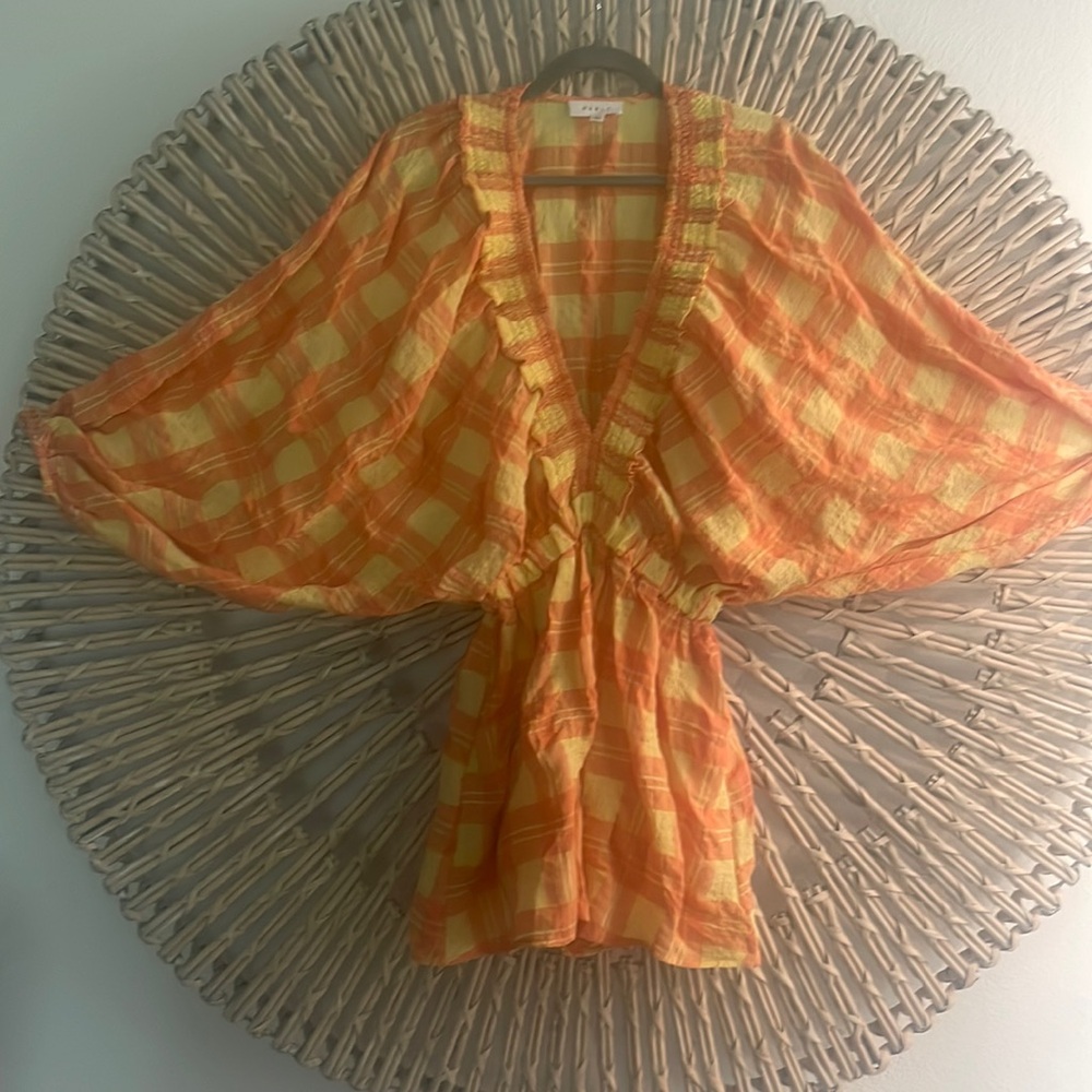 Size Sm yellow and orange coverup/romper   Oversized
